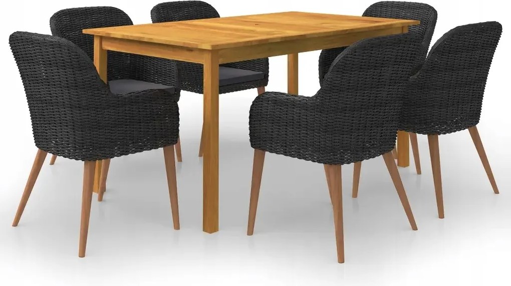 vidaXL 7-dielna záhradná jedálenská súprava čierna