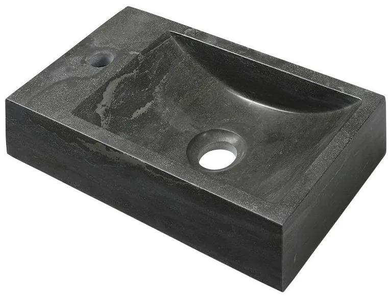 Sapho, BLOK kamenné umývadlo 40x10x22 cm, otvor vľavo, čierny Antracit, 2401-38