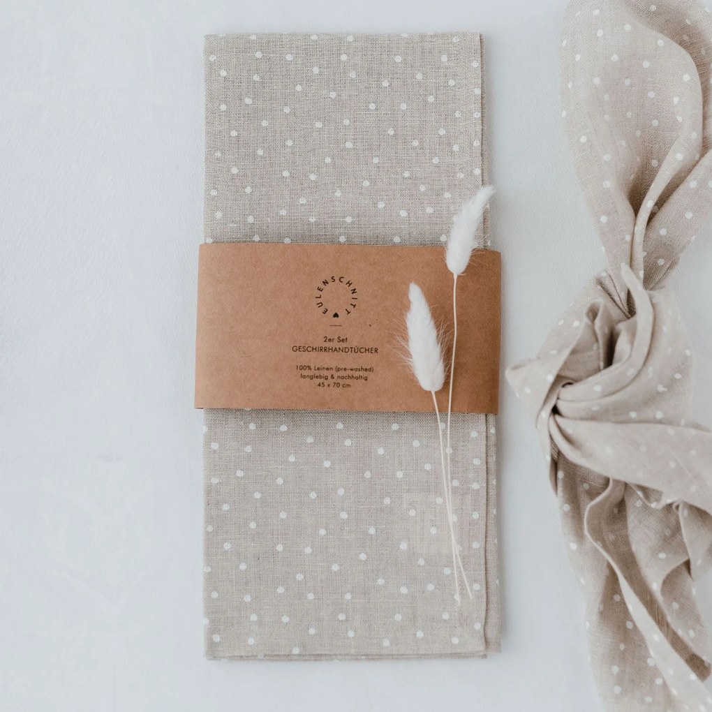 Eulenschnitt Ľanová utierka Natural Dots – set 2 ks