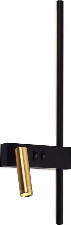 Toolight Toolight, LED nástenné svietidlo 8W 4000K APP1439-W, čierna-zlatá, OSW-02440