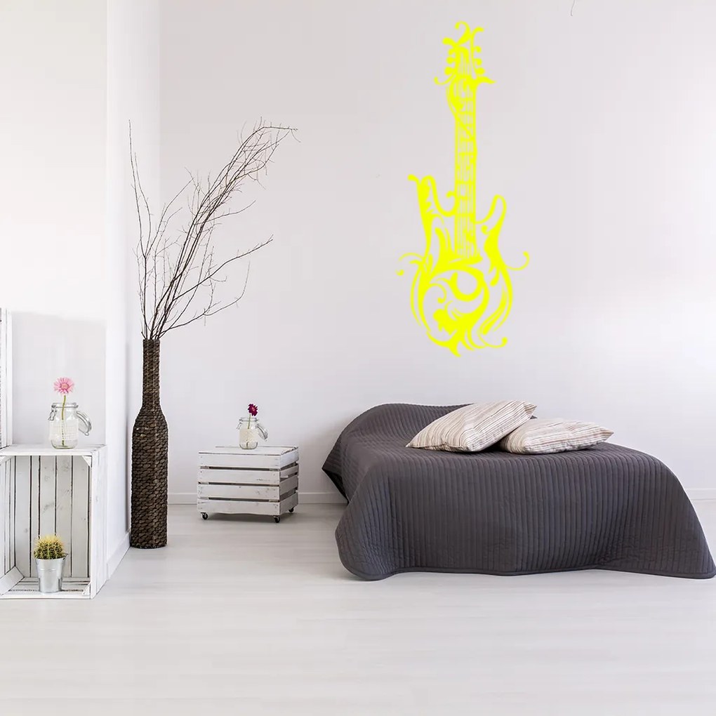 Veselá Stena Samolepka Dizajnová gitara Farba: biela, Veľkosť: 60 x 22 cm