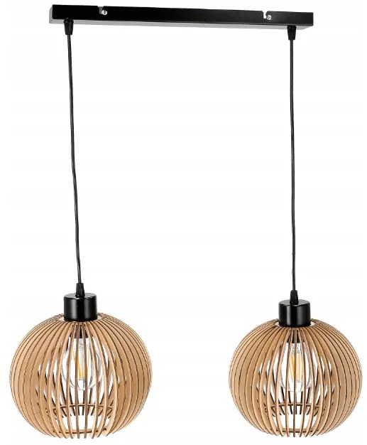 BERGE Stropné LED svietidlo LOFT 2xE27 - WOOD - čierne