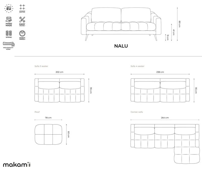 Oranžová zamatová podnožka Nalu – Makamii