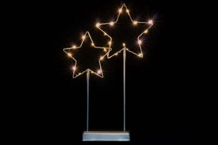 Vianočná LED dekorácia - kovové hviezdy - 25 LED sivá