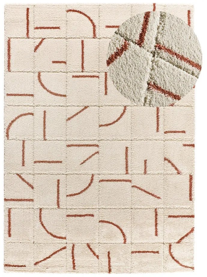 Koberec v tehlovej a krémovej farbe 133x190 cm Brenda – Universal