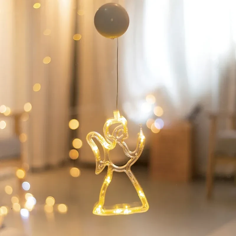 ACA Lighting LED vianočné anjelik do okna, teplá biela farba, IP20, 3xAAA, prísavka