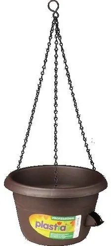 Plastia Samozavlažovací závesný kvetináč 25 cm hnedá, pr. 25 cm