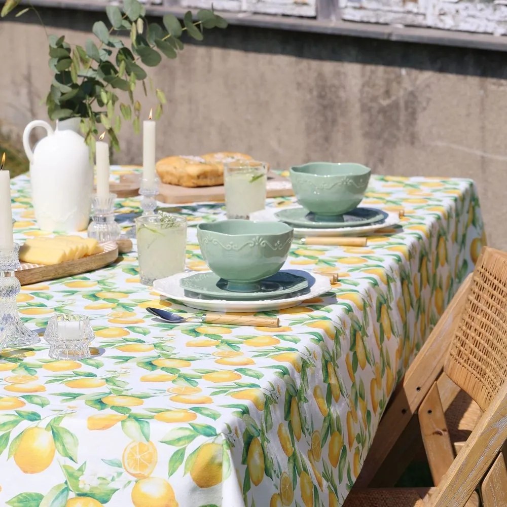 Biely bavlnený obrus s citrónmi Aix Lemone - 140*240 cm