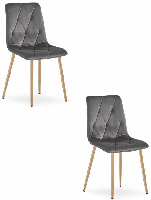 Set dvoch jedálenských stoličiek LIBRA  zamatové tmavosivé / drevené nohy (2 ks)