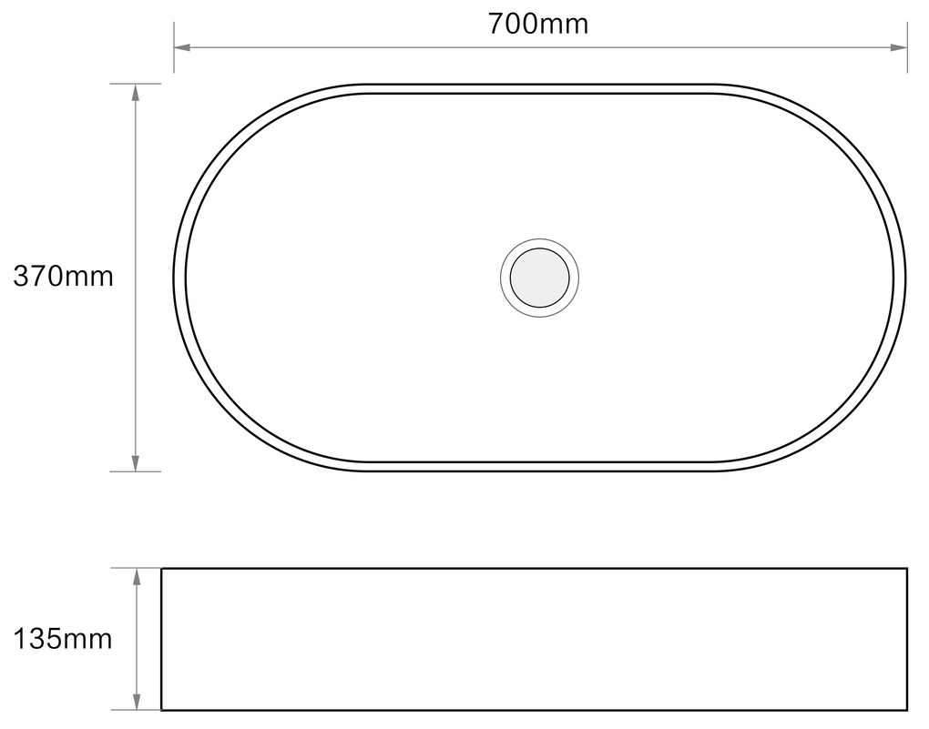 Erga Indigo, umývadlo na dosku 700x370x135 mm, biela lesklá, ERG-V03-9720C-WH
