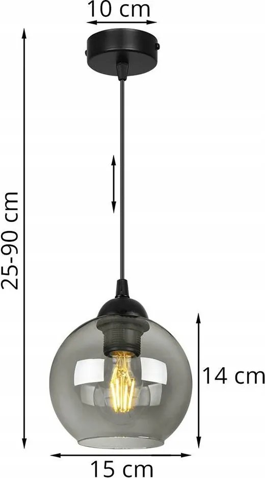 Závesné svietidlo Haga, 1x grafitové sklenené tienidlo