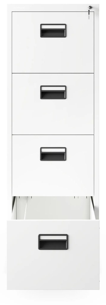 Kovová kartotéka, 4 zásuvky SARA V4, 460 x 1320 x 620 mm, biela