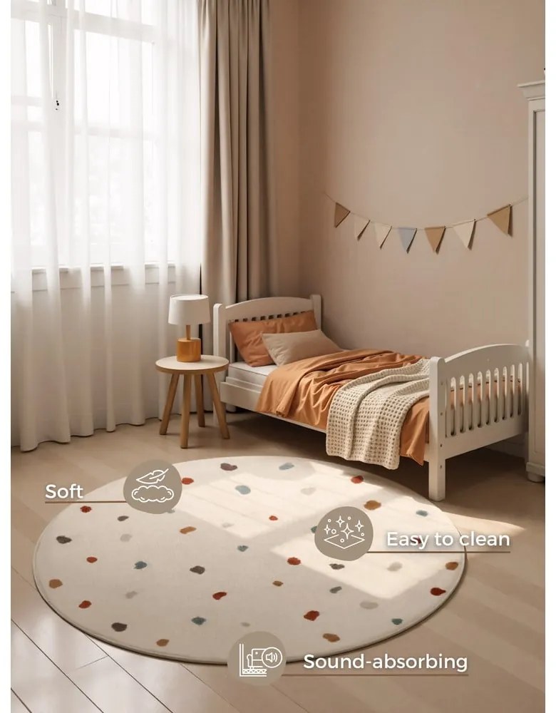 Krémový detský koberec ø160 cm Funny Dots – Hanse Home