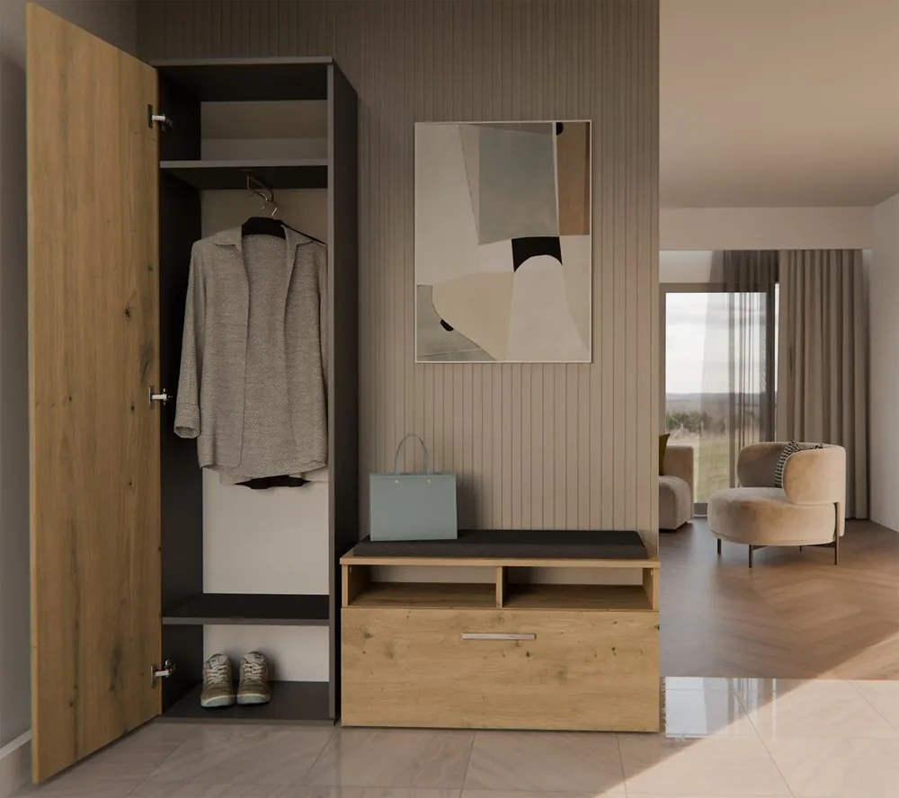 Predsieňová skriňa DUO dub artisan/antracit