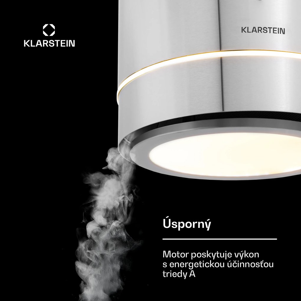 Klarstein Tron Ambience, digestor, 38 cm, ostrovčekový, 540 m³/h, LED, nehrdzavejúca oceľ