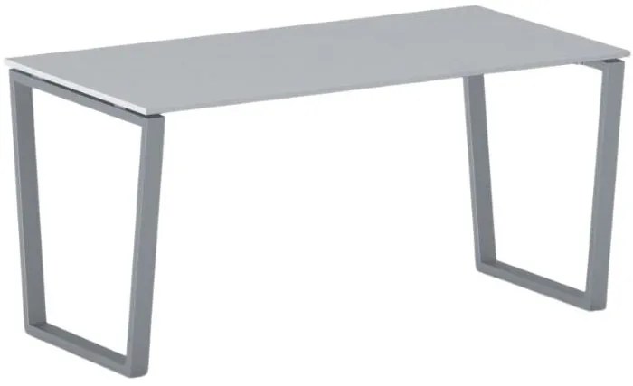 Kancelársky stôl PRIMO IMPRESS, 160x80 cm, sivostrieborná podnož, sivá