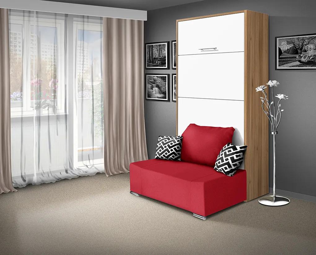 Nabytekmorava Sklápacia posteľ s pohovkou VS 21058P 200x90 farba pohovky: Hnedá, Typ farebného prevedenia: Agát / dvere biele