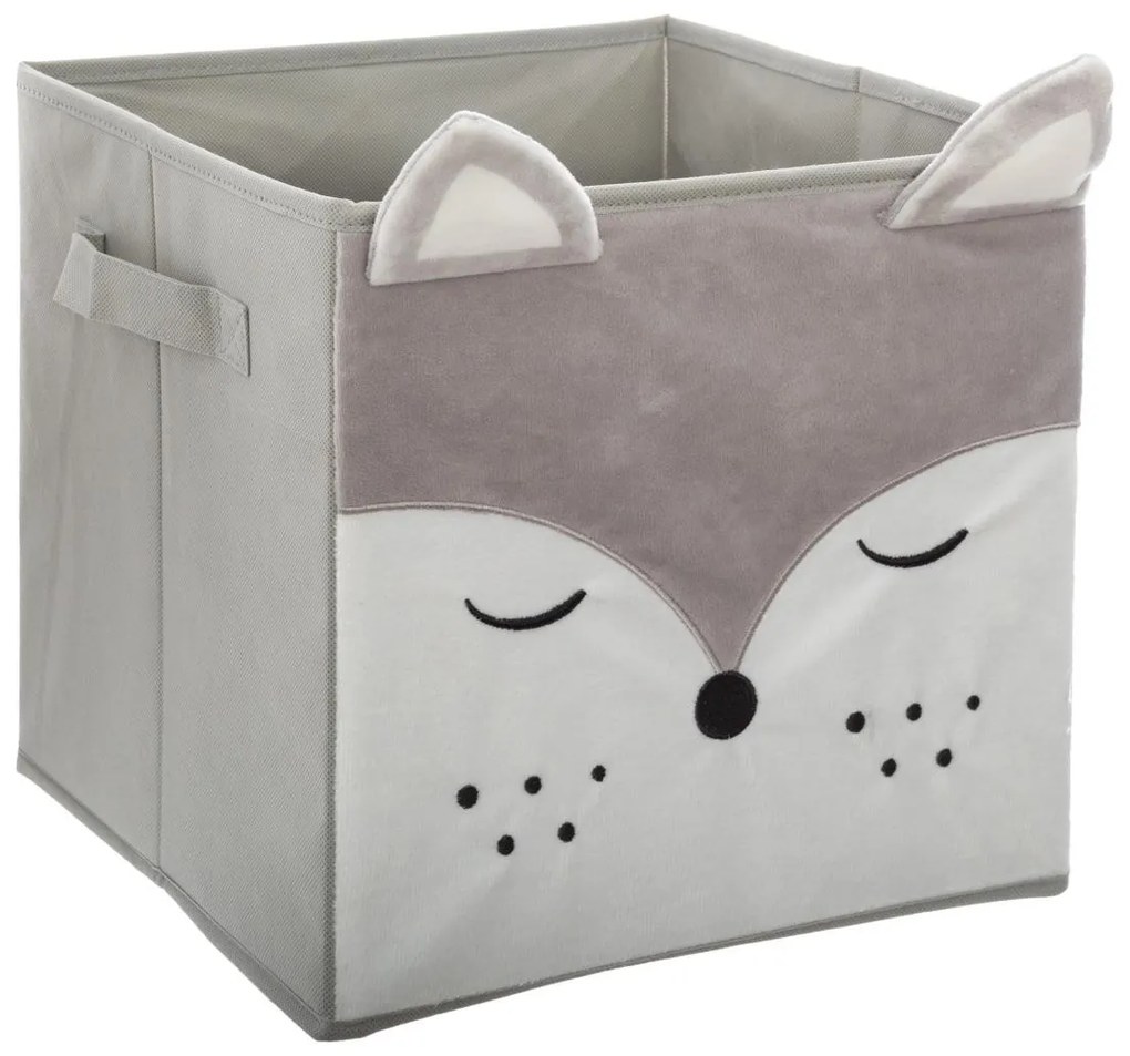 Textilný box na hračky Lis sivý