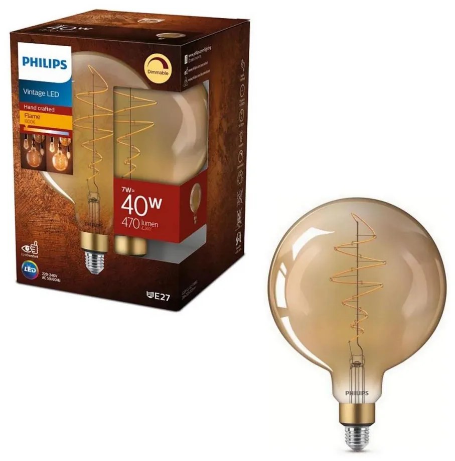 Philips LED Stmievateľná žiarovka VINTAGE Philips G200 E27/7W/230V 2000K P3390