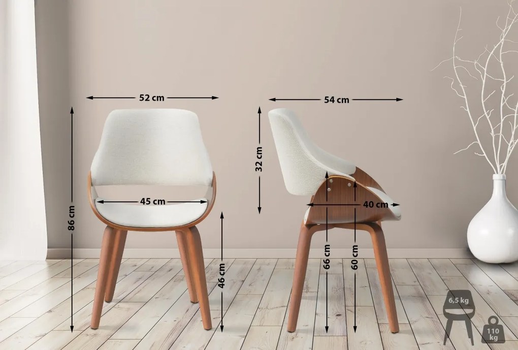 Jedálenská stolička Vangale - látka - Orech / Krémová