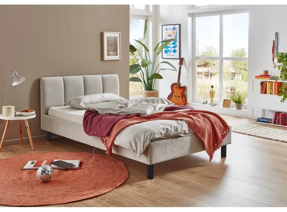 Béžová čalúnená dvojlôžková posteľ bez roštu 140x200 cm Joker – Meise Möbel