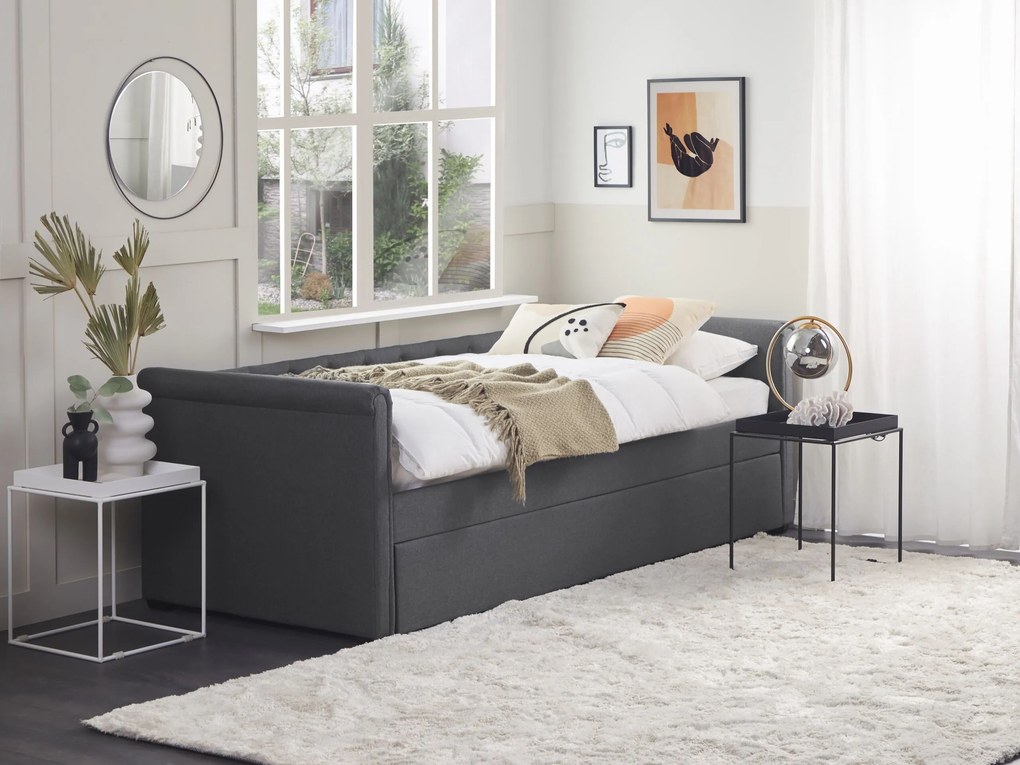 Rozkladacia posteľ 90 x 200 cm sivá LIBOURNE Beliani