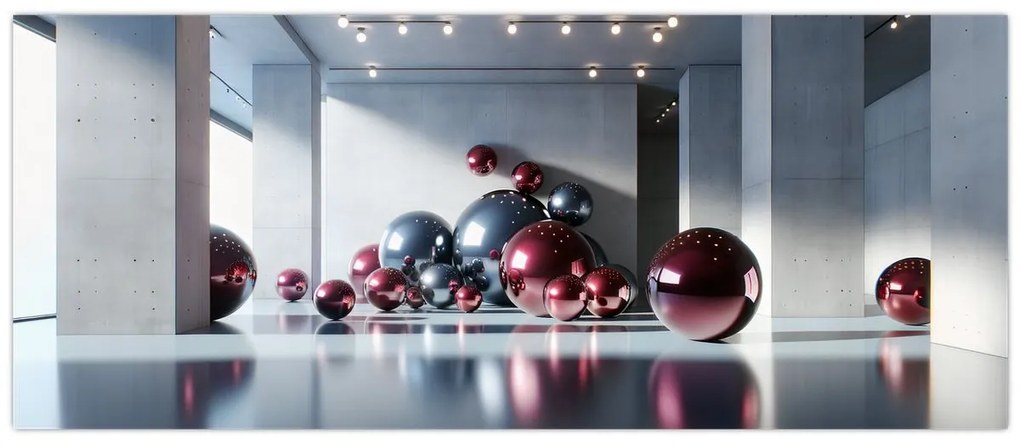 Obraz - 3D priestor s guľami II. (120x50 cm)