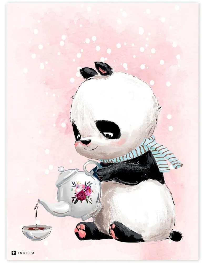 Obraz s pandou v ružovom
