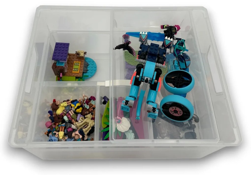 Organizér, úložný box 3v1, multifunkčný LINEA s vekom, transparentný 28 x 35 x 18 cm