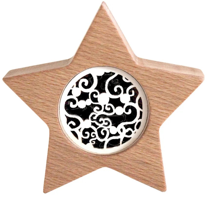 AMADEA Drevená dekorácia hviezda s vkladom - ornament, masívne drevo, výška 10 cm