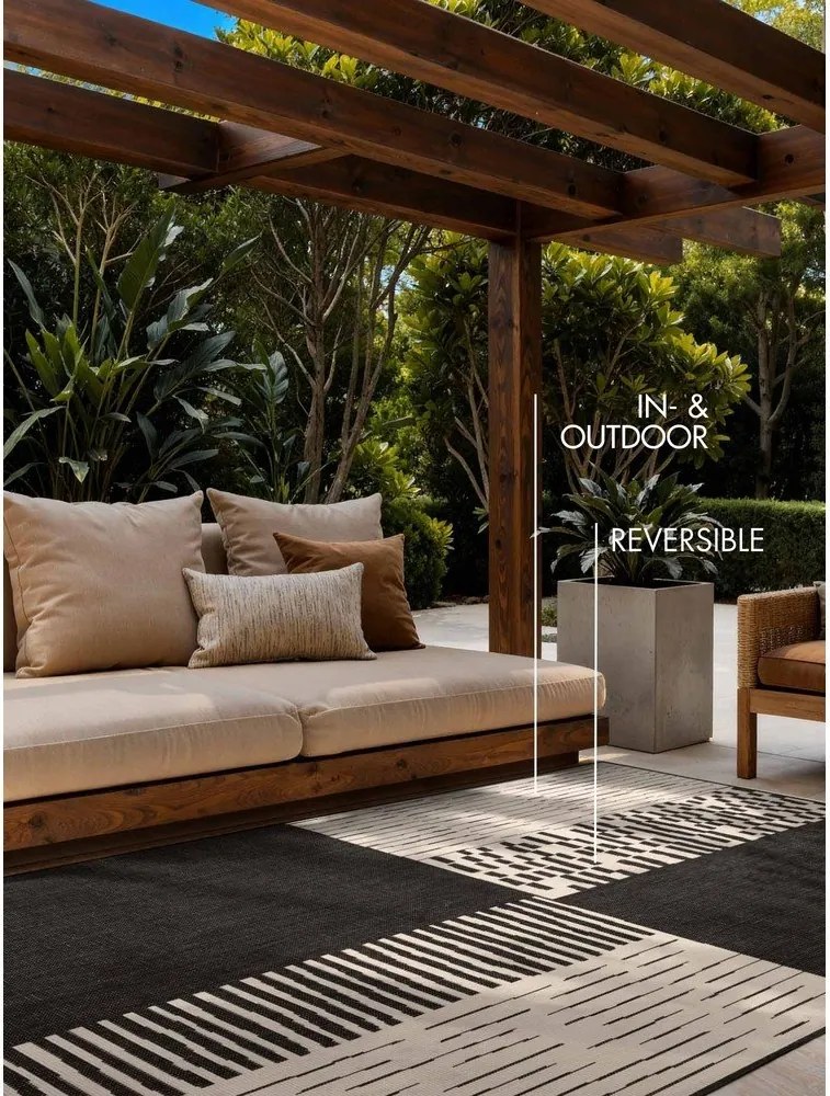 Čierny/krémovobiely vnútorný a vonkajší koberec 200x300 cm Haringey Acacia – Ted Baker