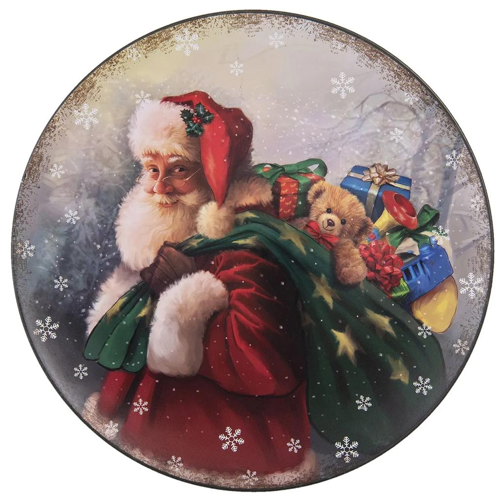 Dekoratívne plastový tanier so Santa Clausom - Ø 33 * 1 cm