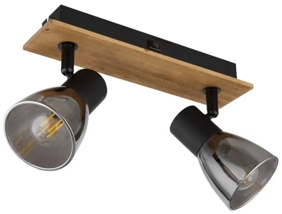 Globo 54307-2W - Nástenné bodové svietidlo CLAUDE 2xE14/40W/230V čierna/drevo