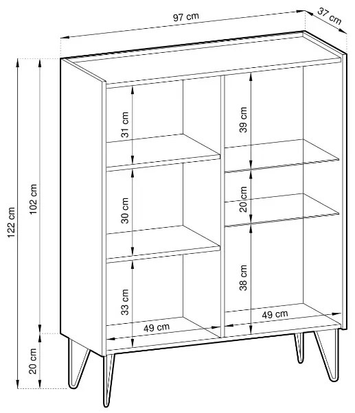 VITRÍNA EDEN ČIERNOŠEDÁ + MRAMOR 97 cm