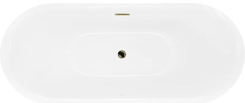 Mexen Lotos, voľne stojaca vaňa 160 x 75 cm, biela, zlatý lesklý prepad, 52051607700-50
