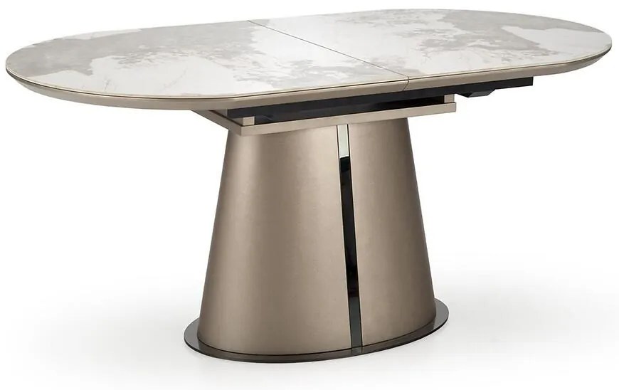 Stôl Robinson 90x160 keramika/MDF – béžový mramor/cappuccino