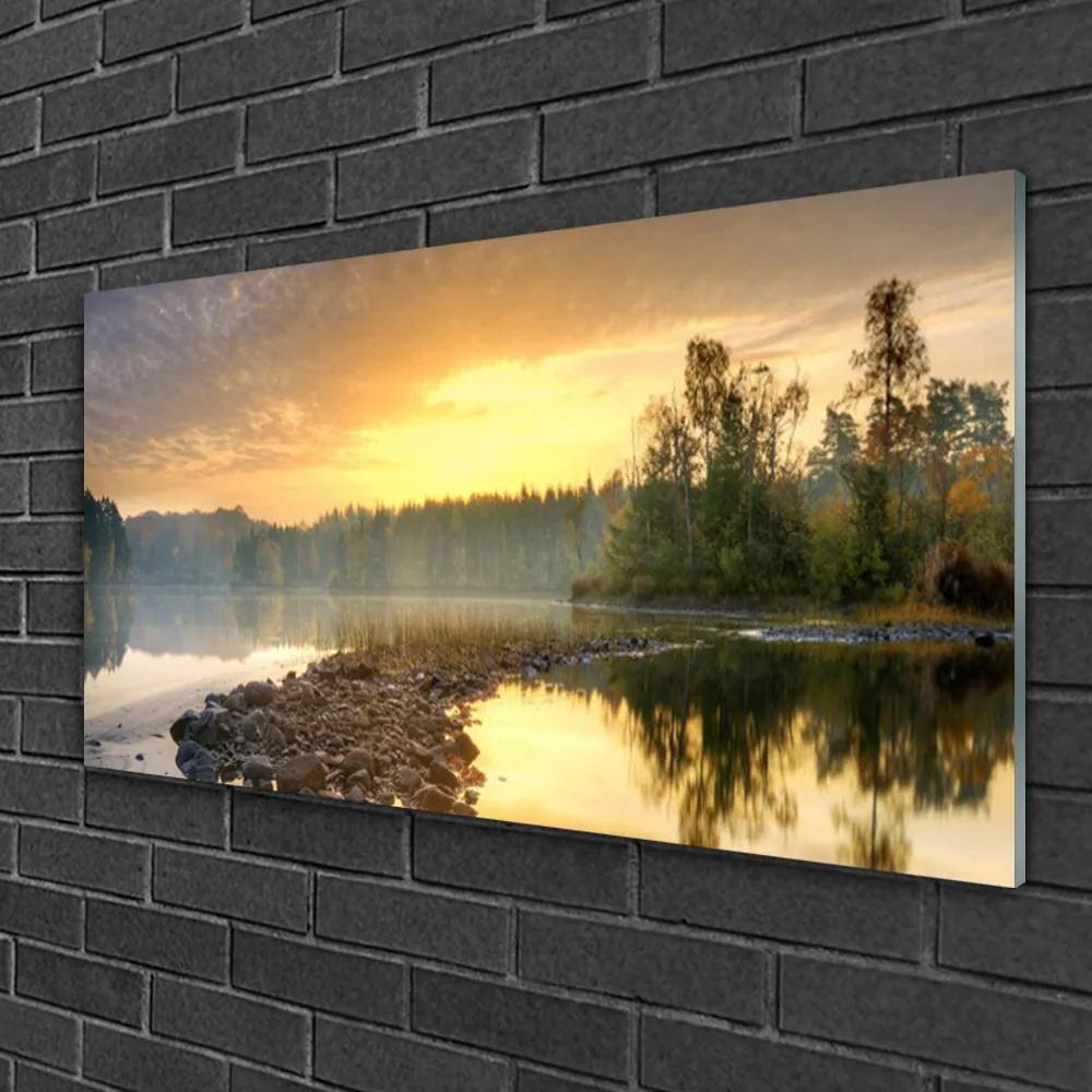 Skleneny obraz Jazero kamene krajina 120x60 cm