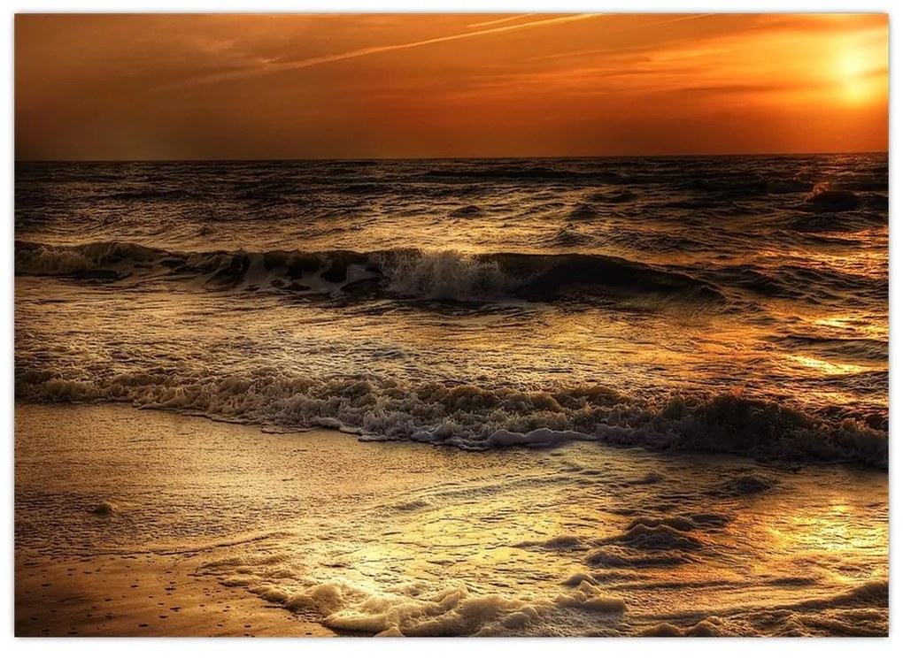 Sklenený obraz - Vlny pri pobreží (70x50 cm)