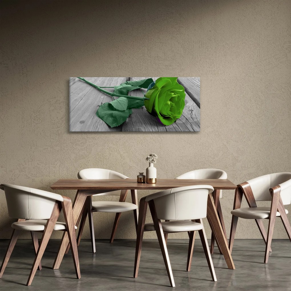 Obraz - Zelená ruža (120x50 cm)