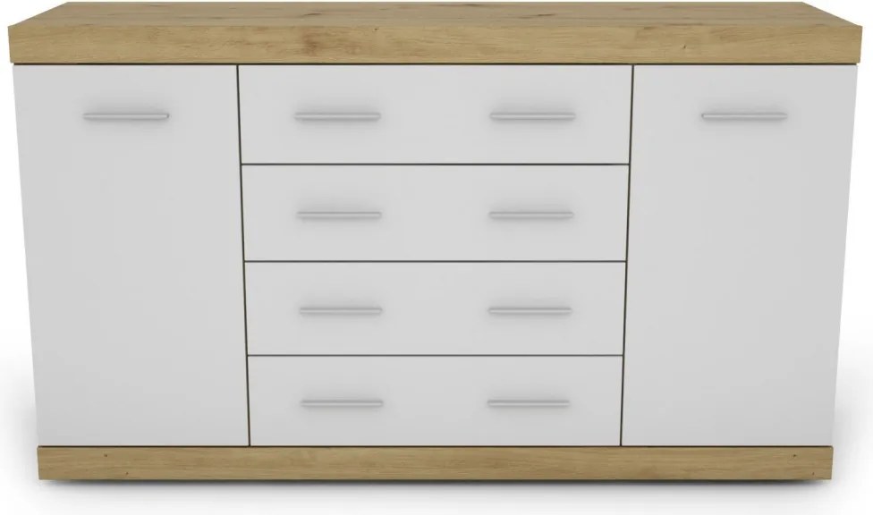 Komoda so zásuvkami Ares 150 cm, dub artisan/biela