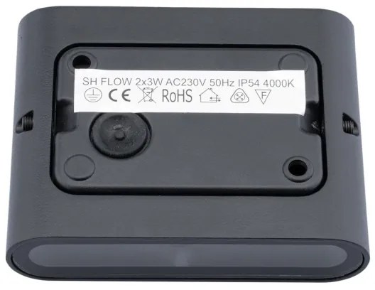 LED Vonkajšie nástenné svietidlo FLOW 2xLED/3W/230V IP54 čierna