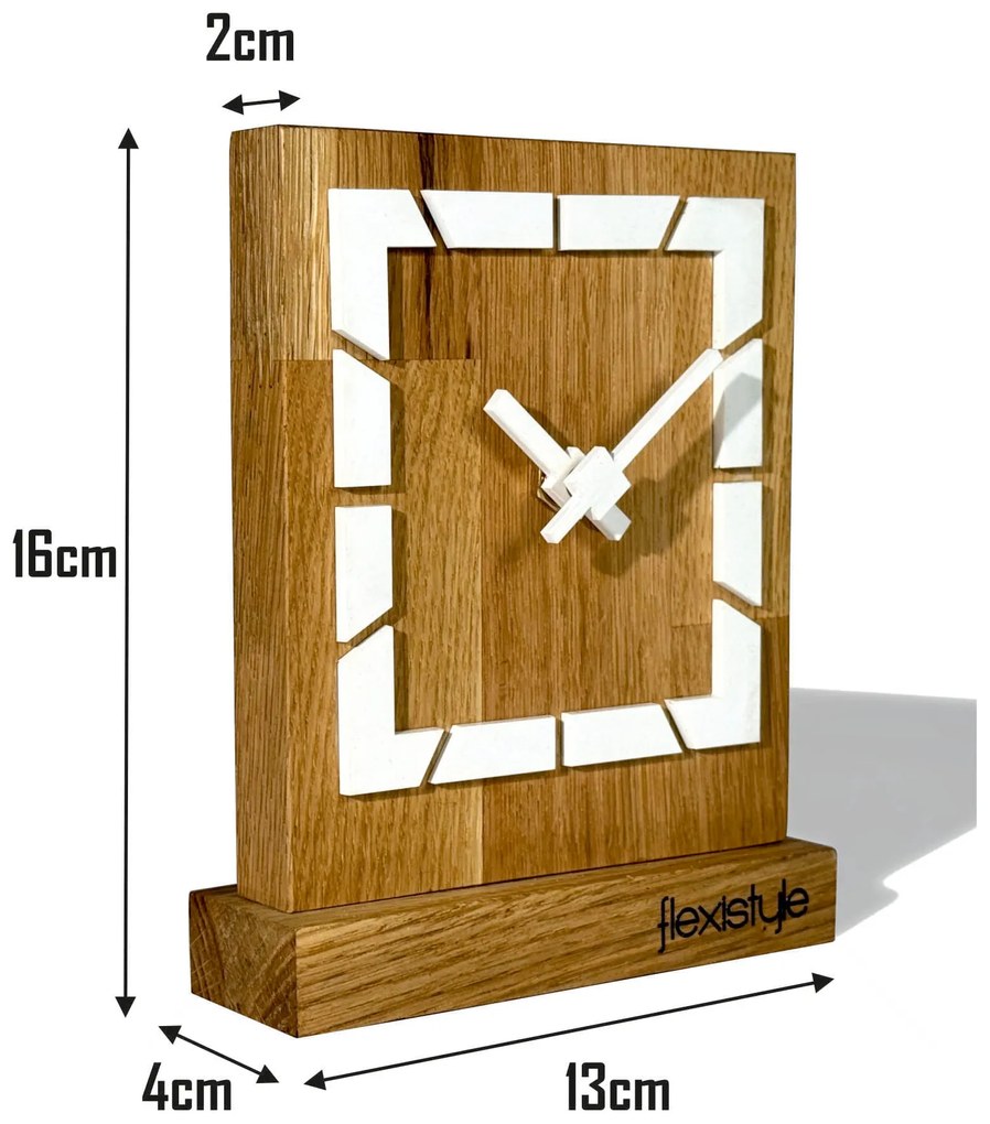 Dekorstudio Drevené stolové hodiny Square OAK - biele