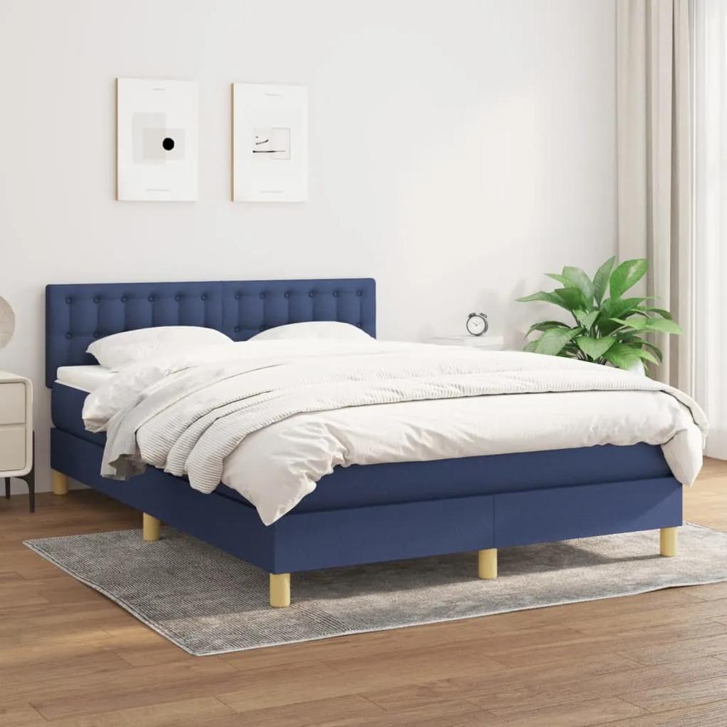 Boxspring posteľ s matracom modrý 140x190 cm látka 3140935