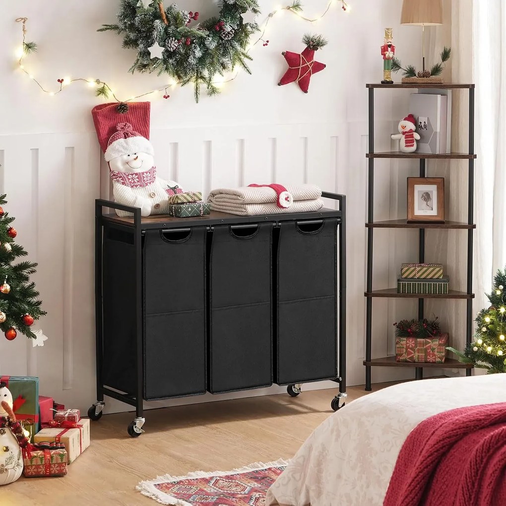 Koš na prádlo Houseland Lordo 130,5 l hnědý/černý