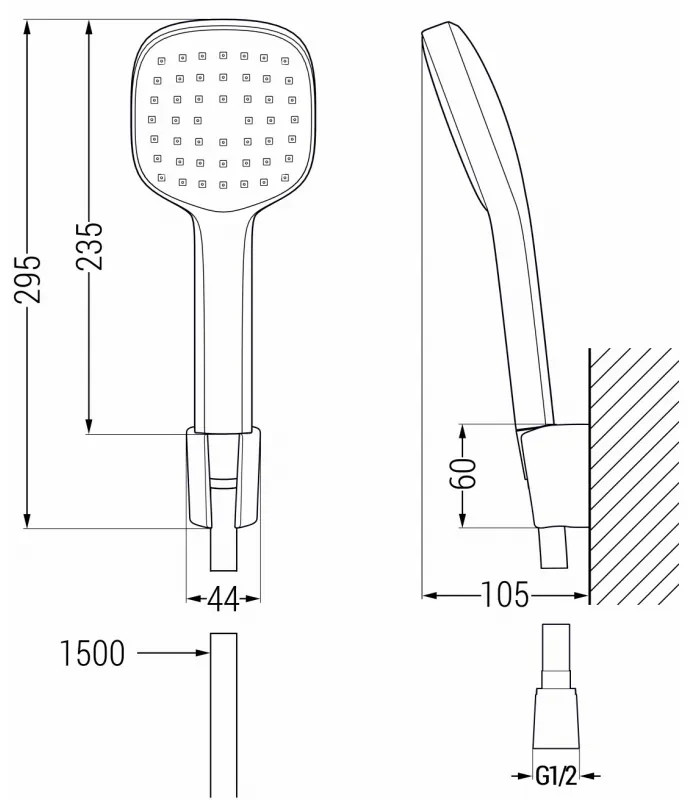 Mexen príslušenstvo - 1-bodový ručný sprchový set R-33, čierna, 785335052-70