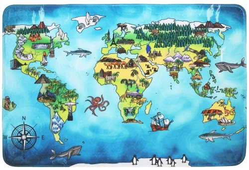 Koberce Breno Kusový koberec World Map, modrá, viacfarebná,110 x 160 cm