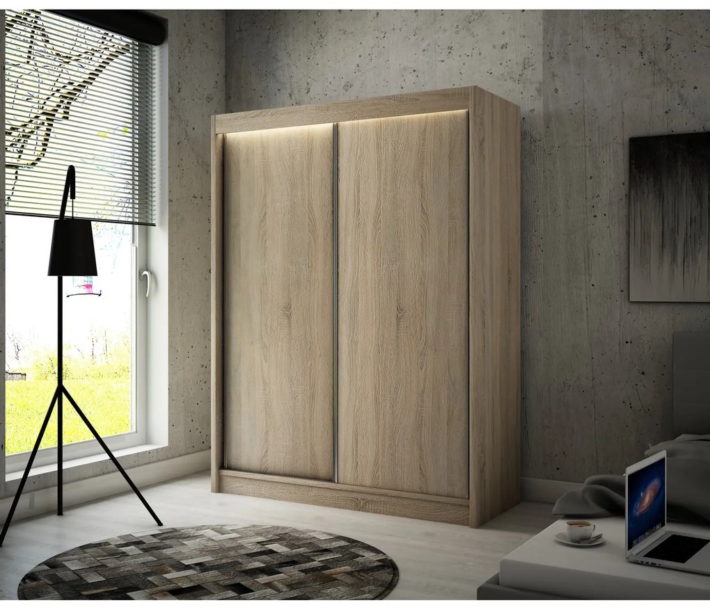 Kvalitná Šatníková Skriňa Bergo 120 cm Dub sonoma