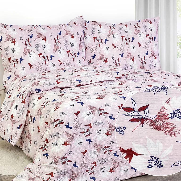Goldea krepové posteľné obliečky - vzor 785 vtáci a kvety 140 x 200 a 70 x 90 cm