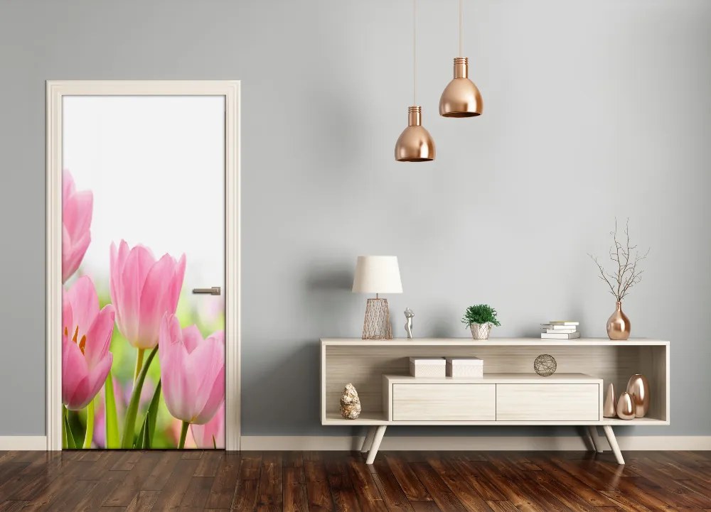 Fototapeta samolepiace ružové tulipány 95x205 cm