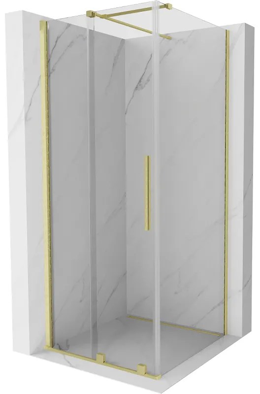 Mexen Velar, sprchový kút s posuvnými dverami 120(dvere) x 120(stena) cm, 8mm číre sklo, zlatá matná, 871-120-120-01-55